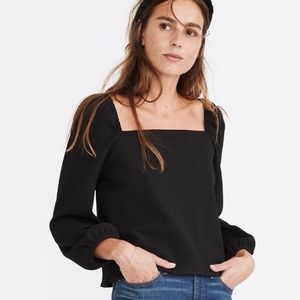 Madewell Crepe Square-Neck Puff-Sleeve Top